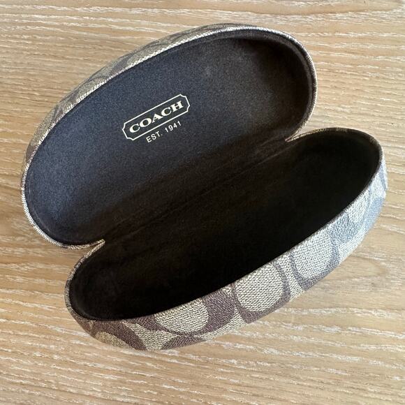 Coach Signature Monogram Hard Clamshell Glasses Case - Picture 2 of 6